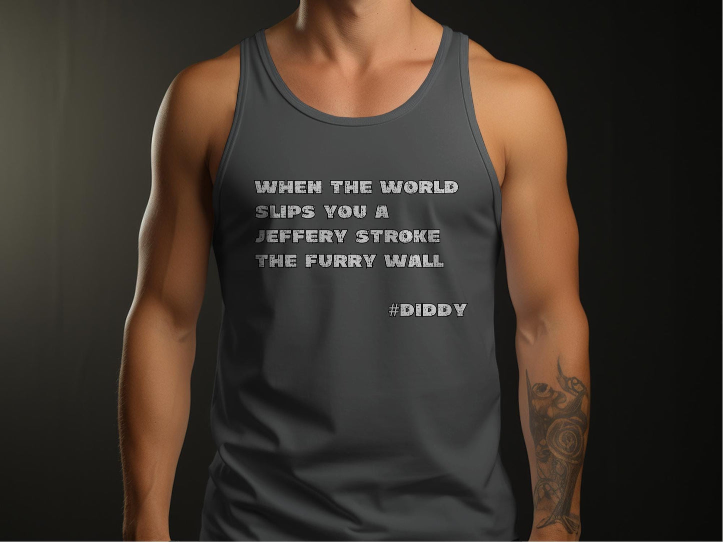 Diddy, Stroke the Furry Wall, Diddler T-shirt, Unique Statement Shirt, Inspirational Quote Top, Casual Wear, Jeffery Stroke Tee