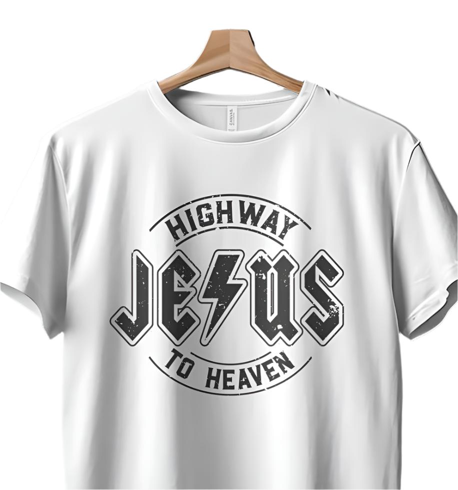 Jesus Highway to Heaven T-Shirt, Christian Graphic Tee, Faith Inspired Apparel, Religious Clothing, Casual Christian T-Shirt