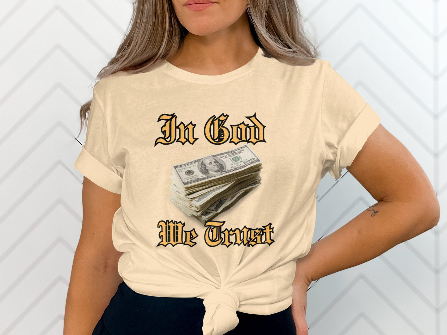 In God We Trust T-Shirt, Money Stack Graphic Tee, Unique Design Shirt, Trendy Casual Wear, Spiritual Fashion Statement, Gift Idea