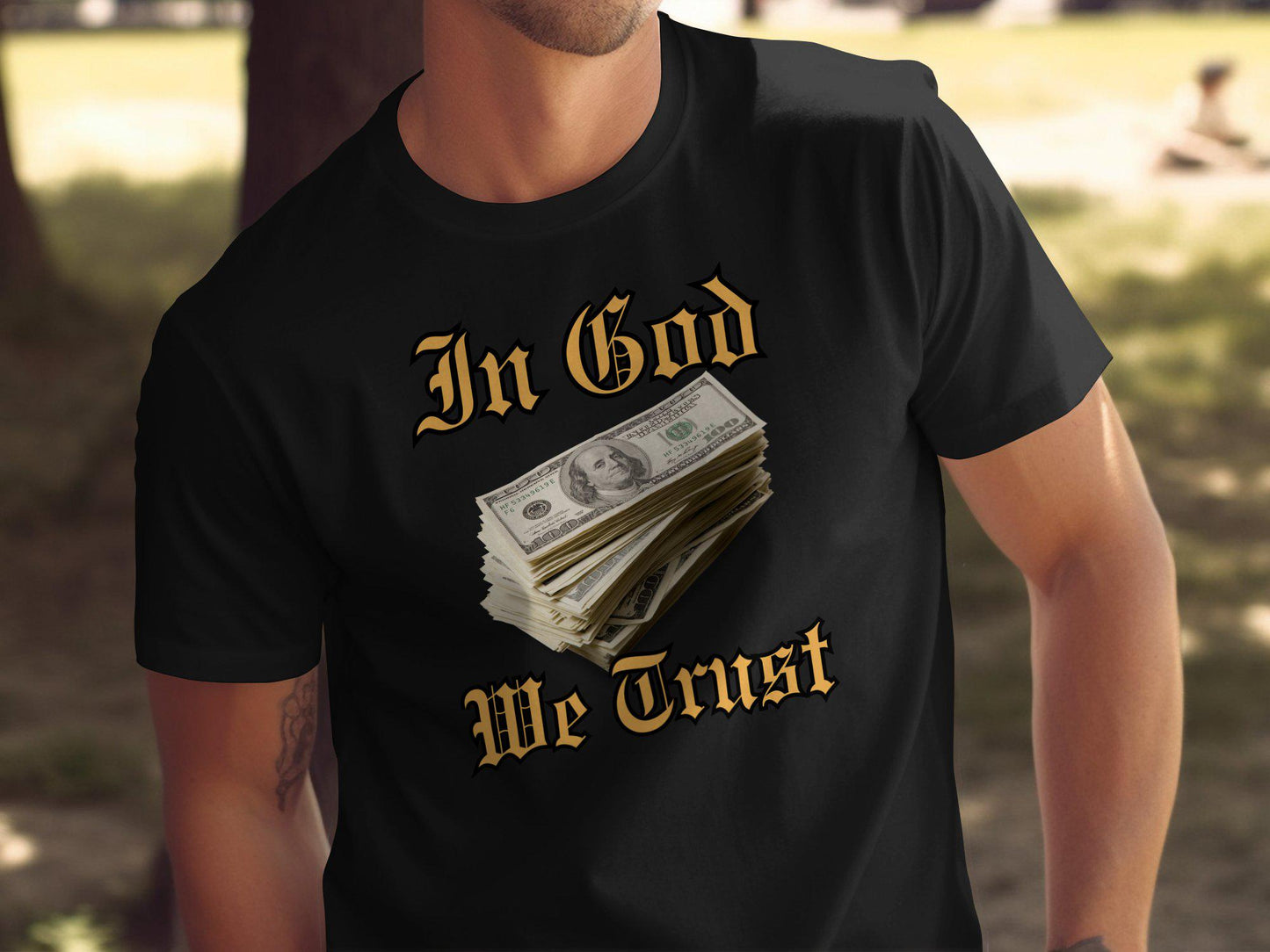 In God We Trust T-Shirt, Money Stack Graphic Tee, Unique Design Shirt, Trendy Casual Wear, Spiritual Fashion Statement, Gift Idea