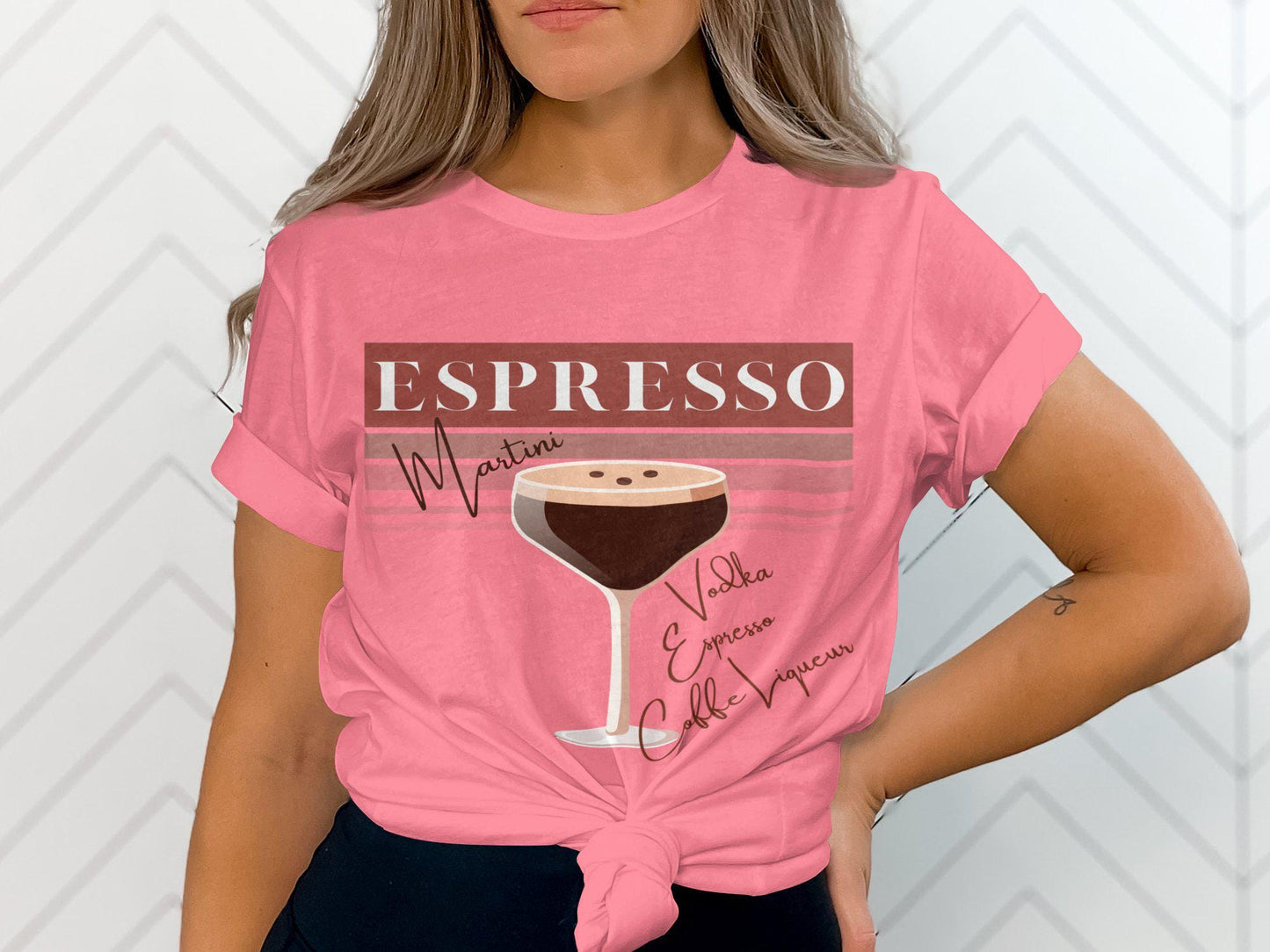 Espresso Martini Graphic T-Shirt, Vodka Espresso Coffee Liqueur Shirt, Unique Drink Lover Tee, Trendy Cocktail T-Shirt