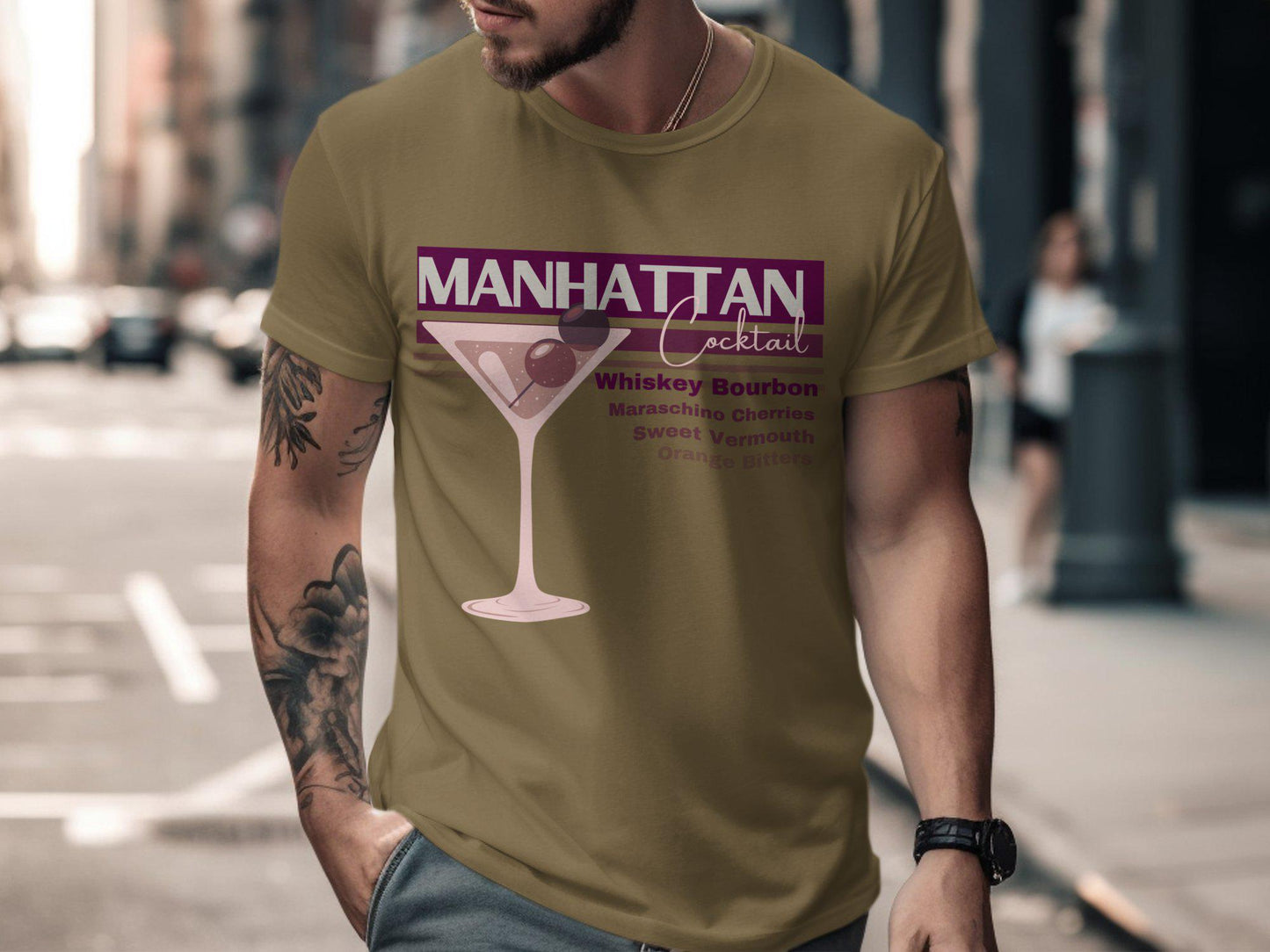Manhattan Cocktail T-Shirt, Whiskey Bourbon Tshirt, Retro Drink Tee, Maraschino Cherries Shirt, Sweet Vermouth Top, Party Apparel