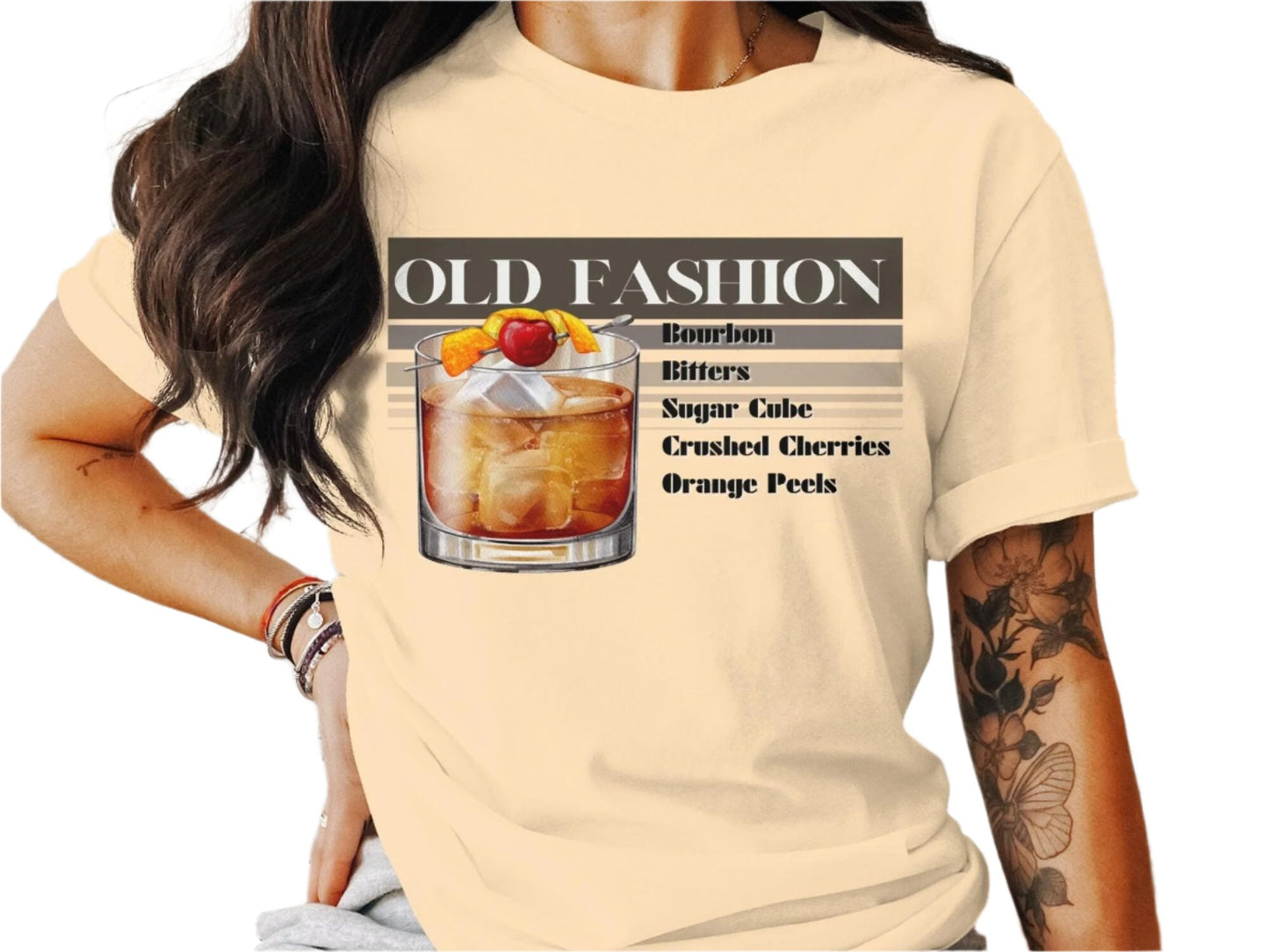 Old Fashion Cocktail T-Shirt, Classic Drink Tee, Old Fashioned Drink Recipe Shirt, Whiskey Lover Gift, Bartender Tee, Cocktail Shirt