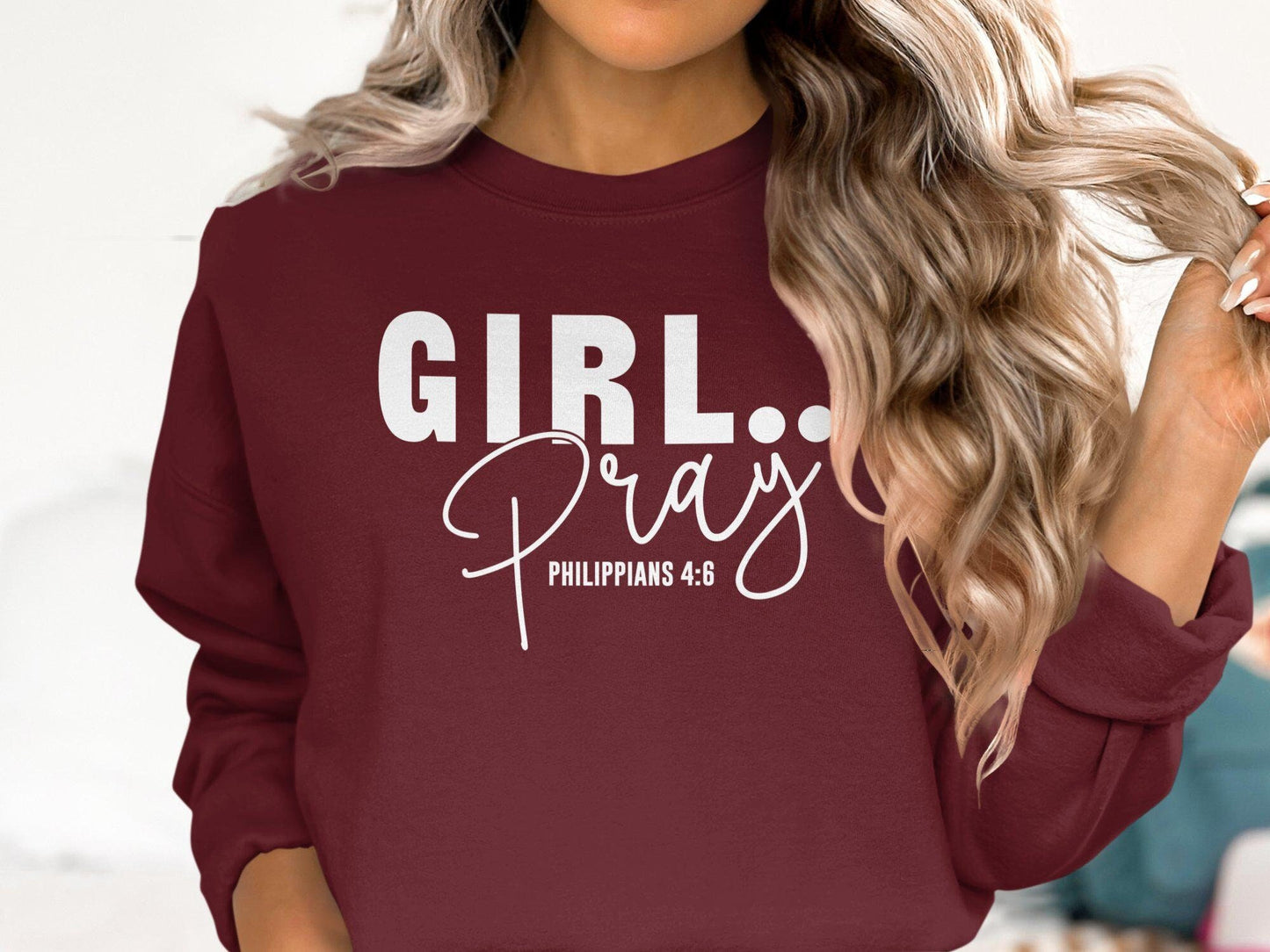 Inspirational Christian T-Shirt, Girl Pray Bible Verse Tee, Philippians 4 6 Shirt, Faith Based Clothing, Religious Gift for Women