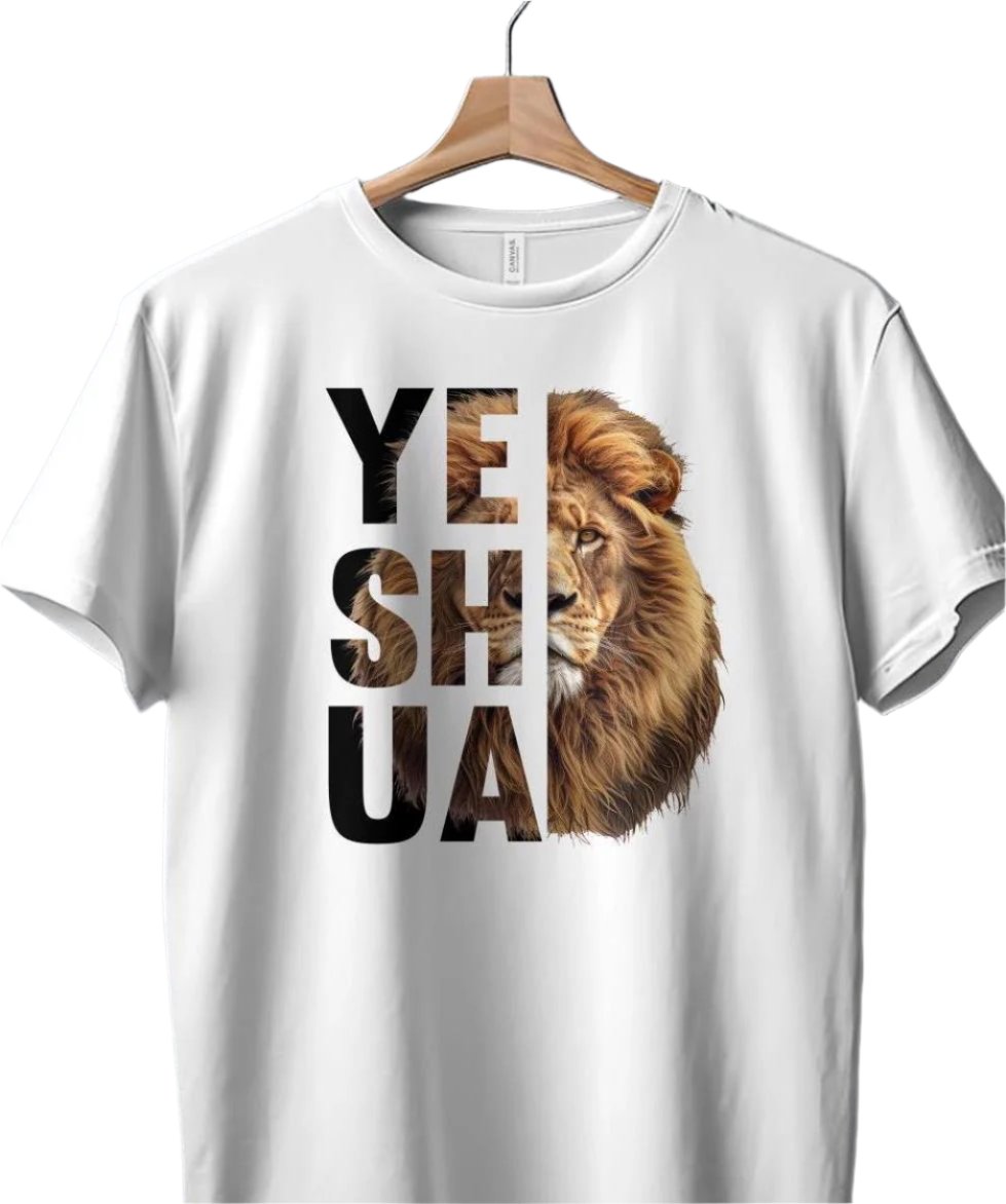 Lion Yeshua T-Shirt, Christian Graphic Tee, Religious Apparel, Inspirational T-Shirt, Faith-based Clothing, Unique Lion Design Tee