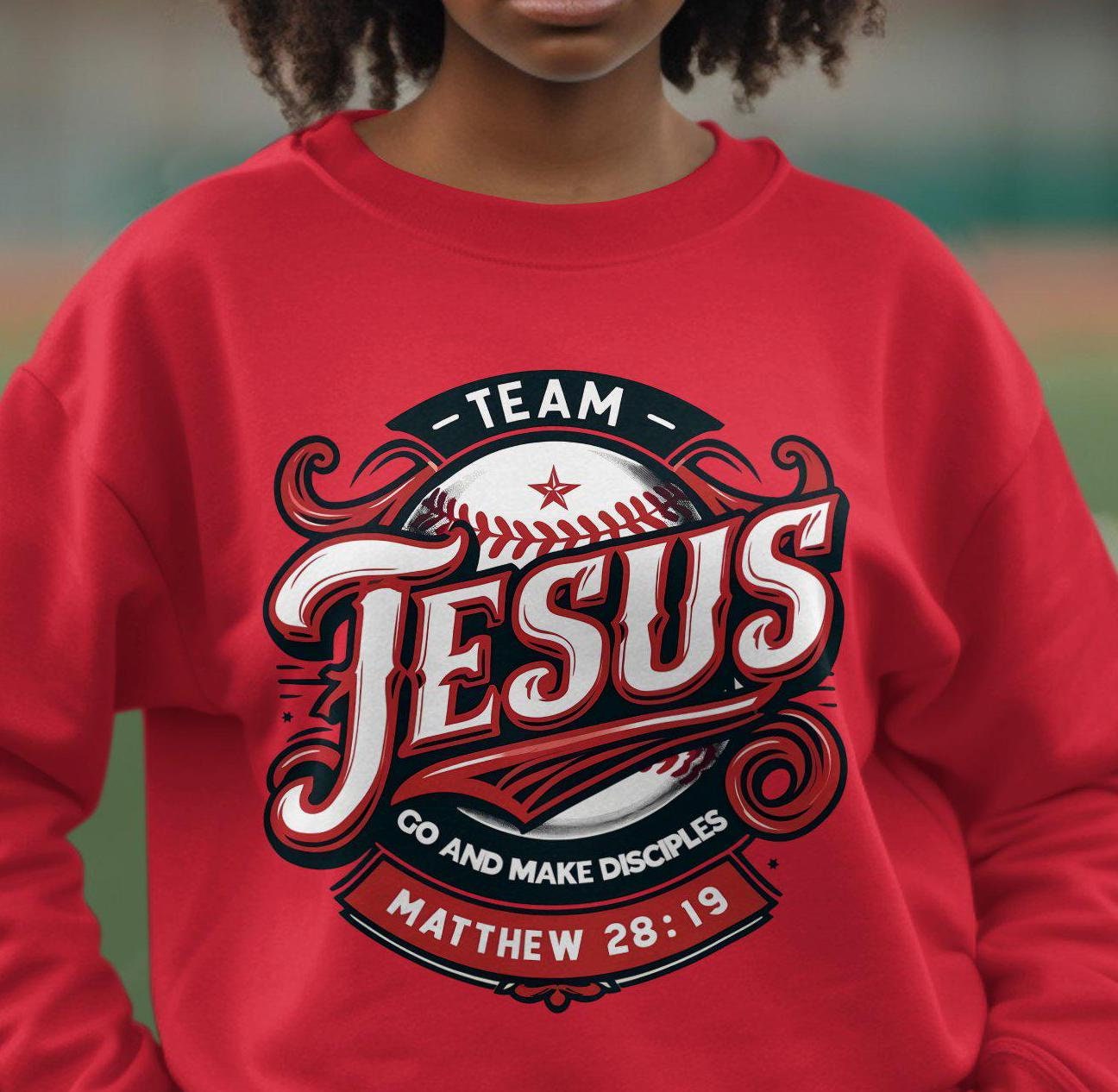 Team Jesus Graphic T-Shirt, Christian Go and Make Disciples Shirt, Matthew 28 19 Bible Verse Tee, Religious Faith Baseball Design, gift idea