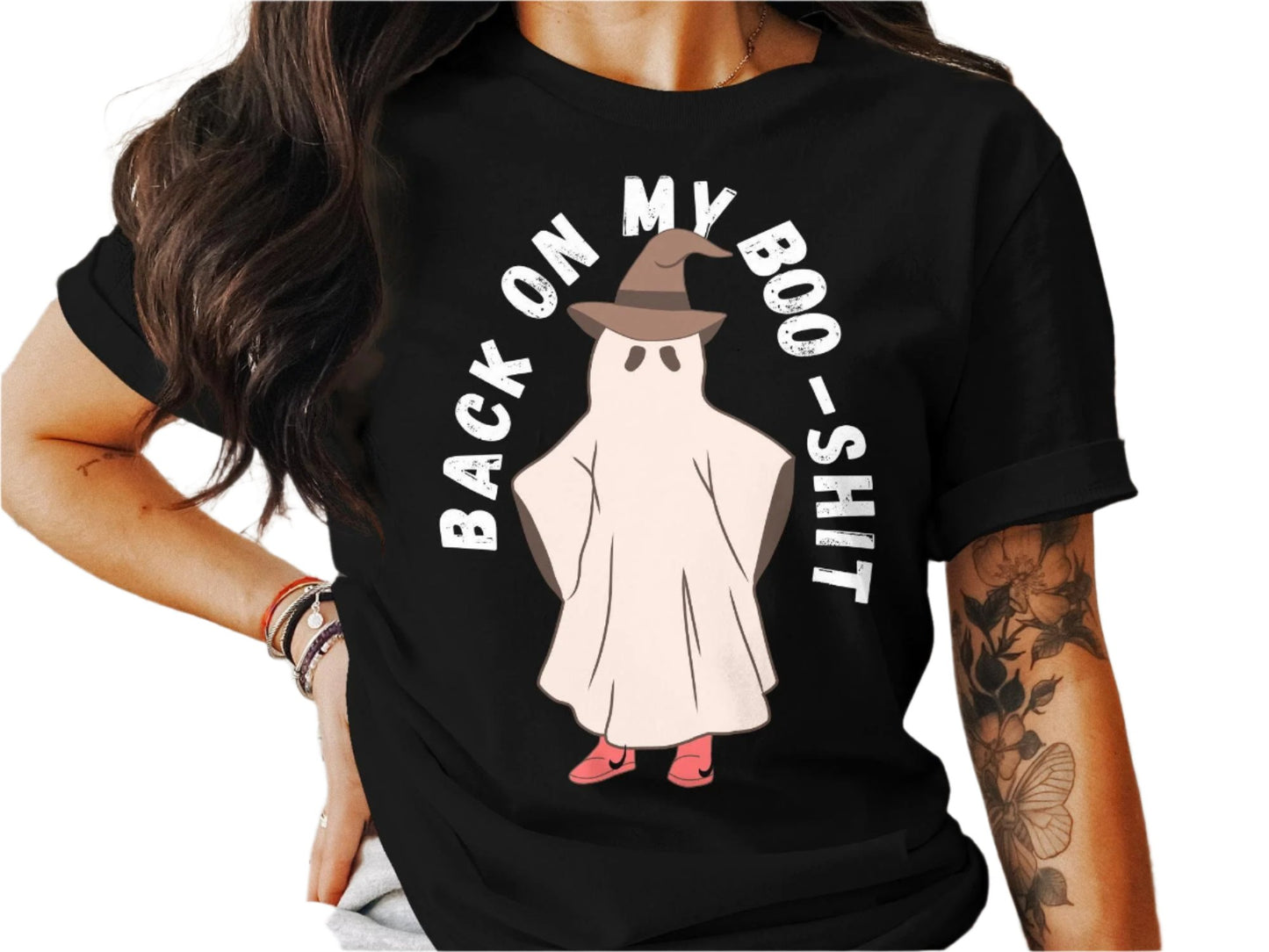 Funny Ghost Back On My Boo Shit Halloween TShirt, Cute Spooky Season Tee, Novelty Ghost TShirt, Halloween Party Shirt, Trick or Treat Top