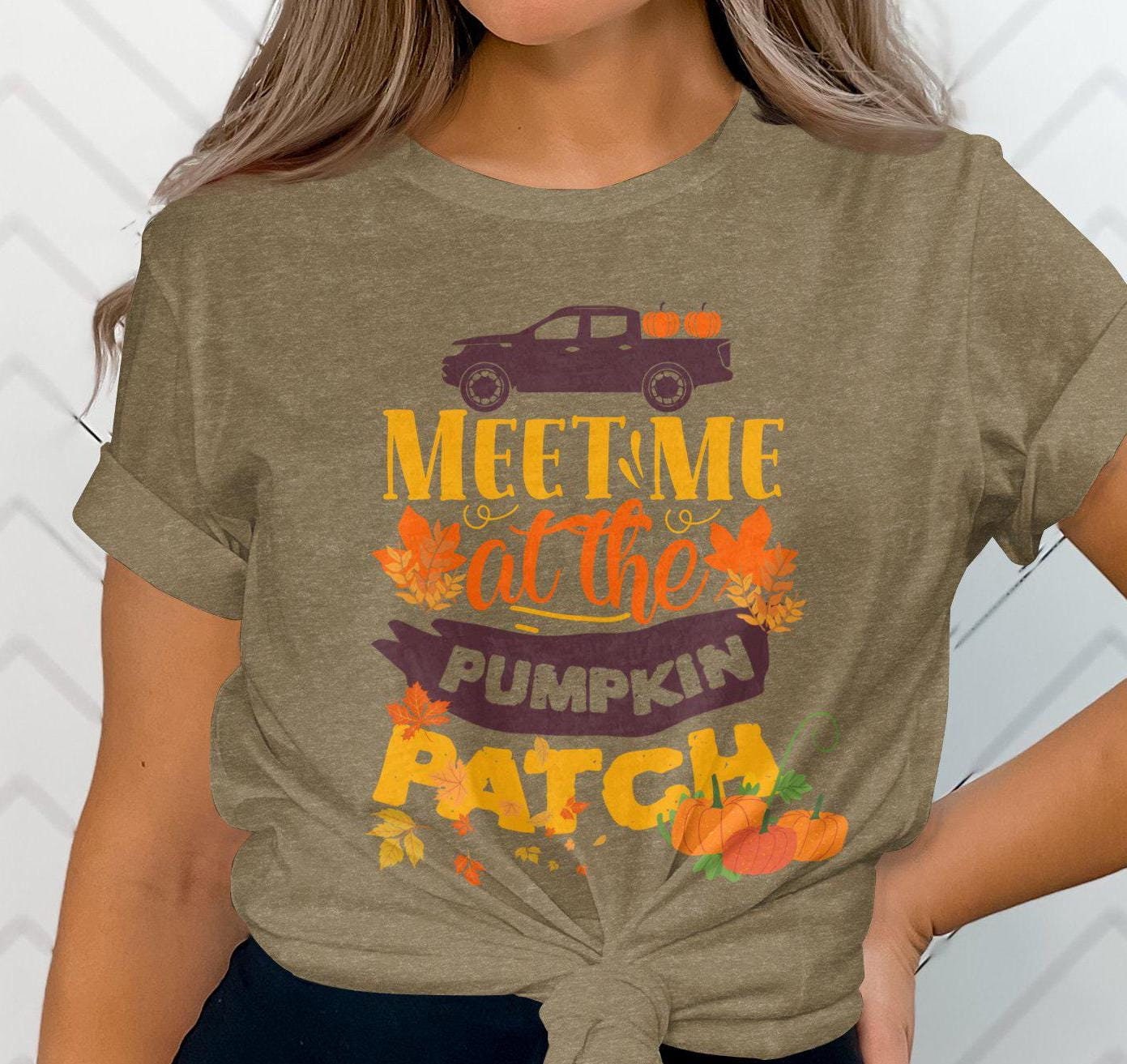 Fall Pumpkin Patch T-Shirt, Meet Me at the Pumpkin Patch Graphic Tee, Autumn Truck and Pumpkin Shirt, Thanksgiving Shirt