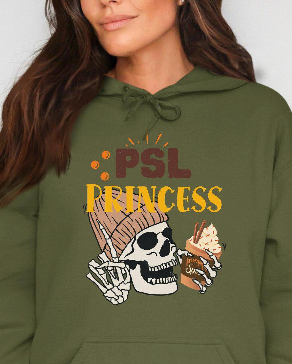 PSL Princess T-Shirt Halloween Skeleton Pumpkin Spice Apparel Fall Season Graphic Tee Cute Autumn Unisex Shirt