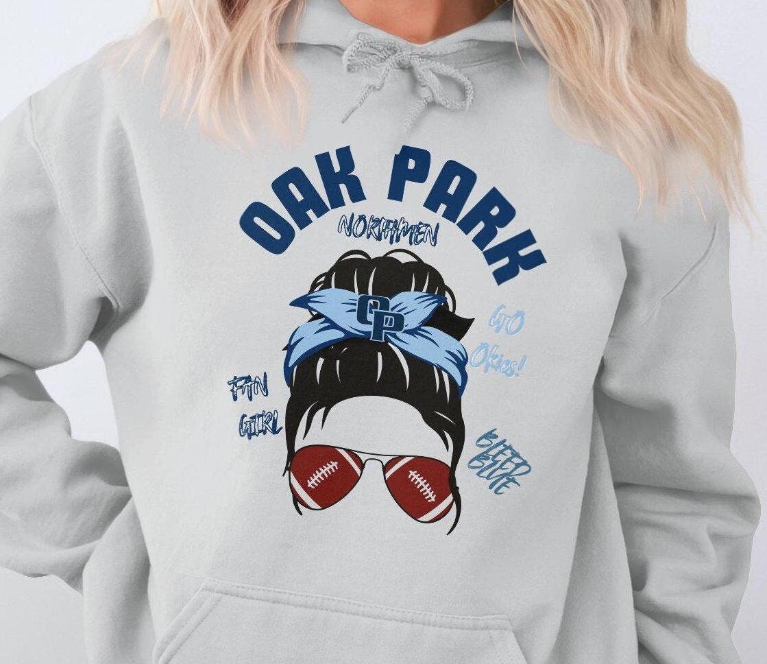 Oak Park Football Fan Tee, GO Okies Bleed Blue Shirt, CP Headband Sunglasses Graphic, Sports Team Supporter T-Shirt, Fan Girl Apparel