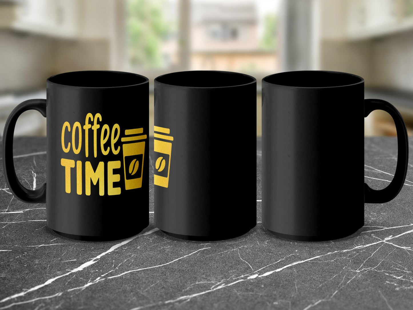 Coffee Time Mug, Fun Coffee Lover Gift, Unique Coffee Cup, Morning Coffee Mug, Coffee Enthusiast Gift, Bright Yellow Design