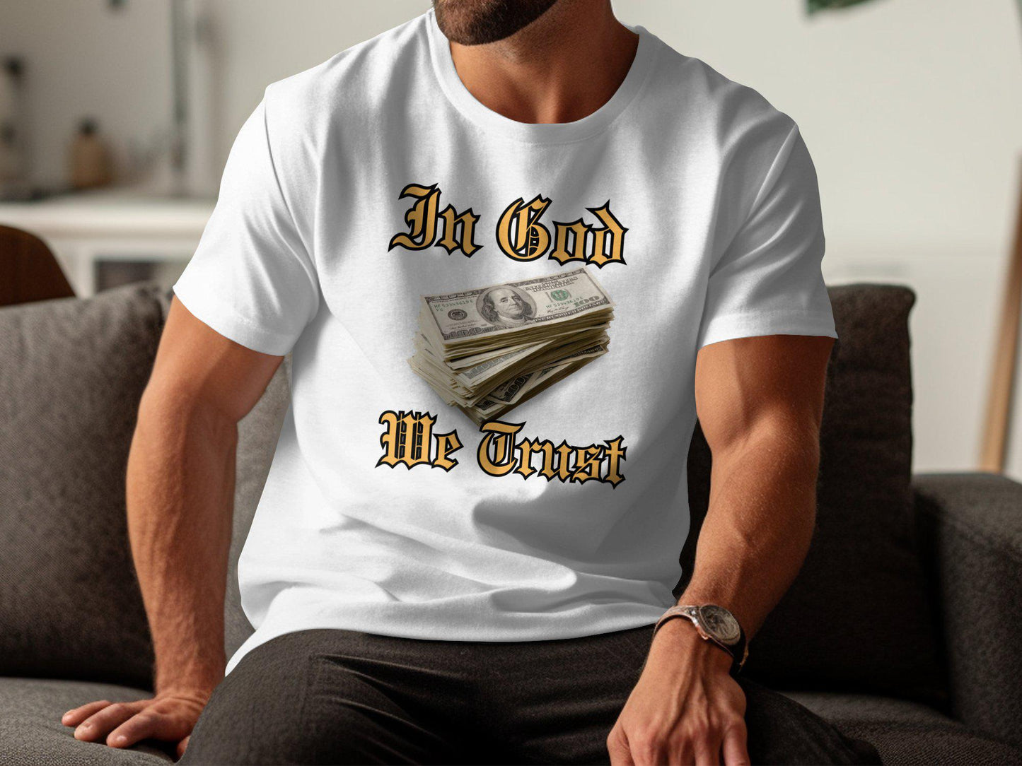 In God We Trust T-Shirt, Money Stack Graphic Tee, Unique Design Shirt, Trendy Casual Wear, Spiritual Fashion Statement, Gift Idea