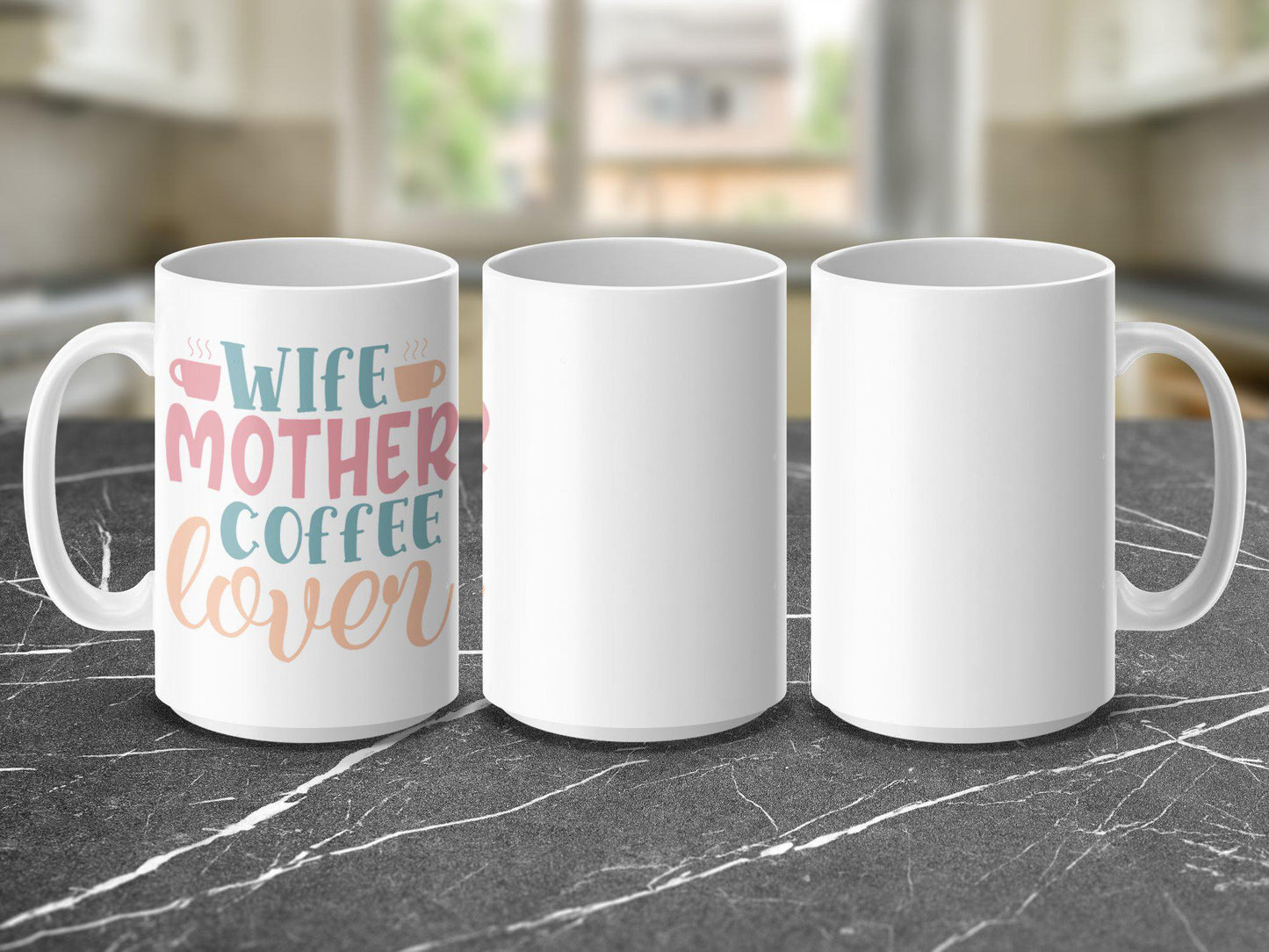 Wife Mother Coffee Lover Mug, Funny Coffee Mug for Women, Gift for Mom Wife, Cute Quote Mug, Unique Coffee Lover Gift