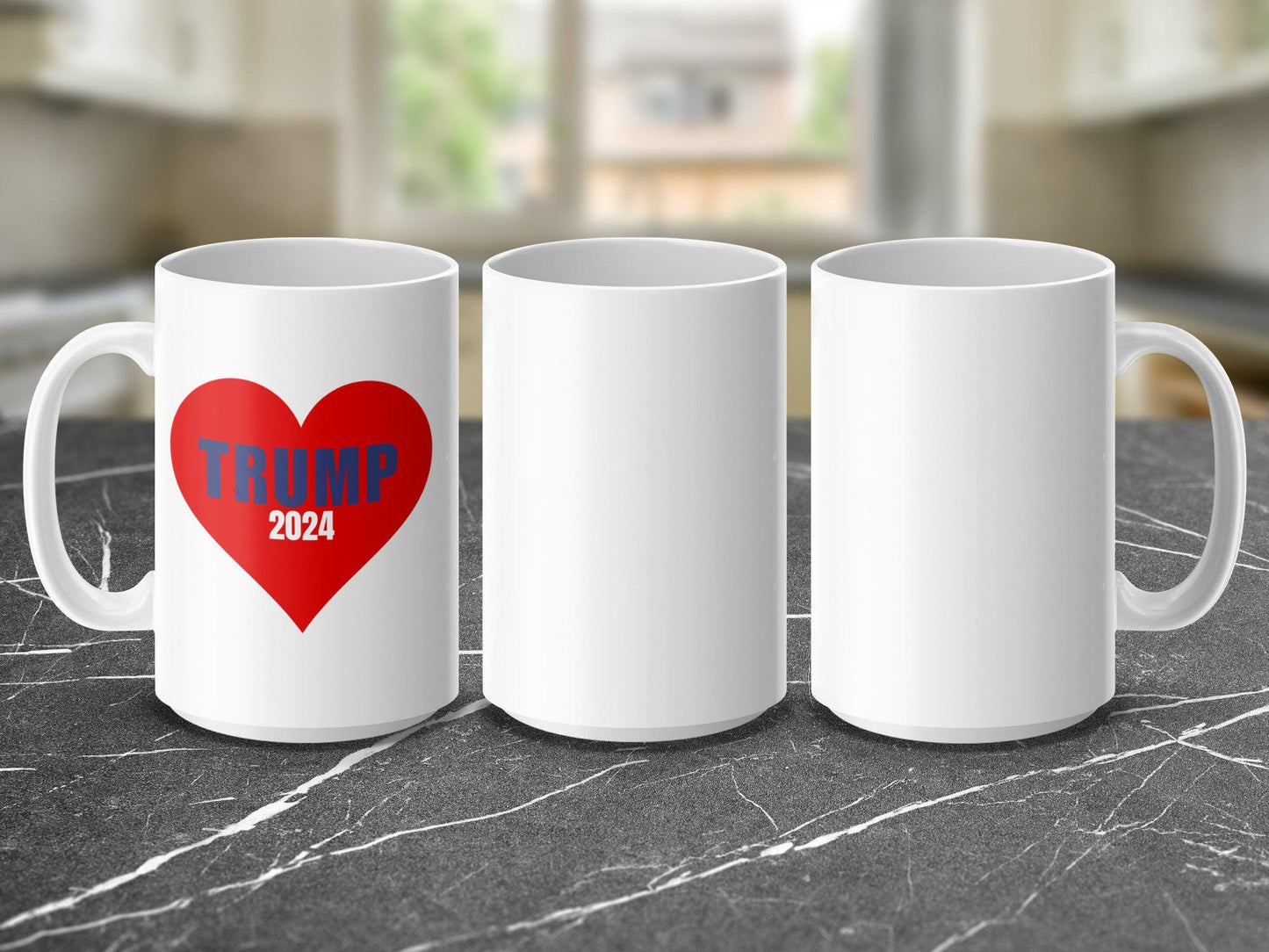 Trump 2024 Heart Mug, Patriotic Trump Mug, Election Mug, Political Mug, Trump Supporter Gift, USA Mug, Vote Trump 2024, Heart Shape Mug