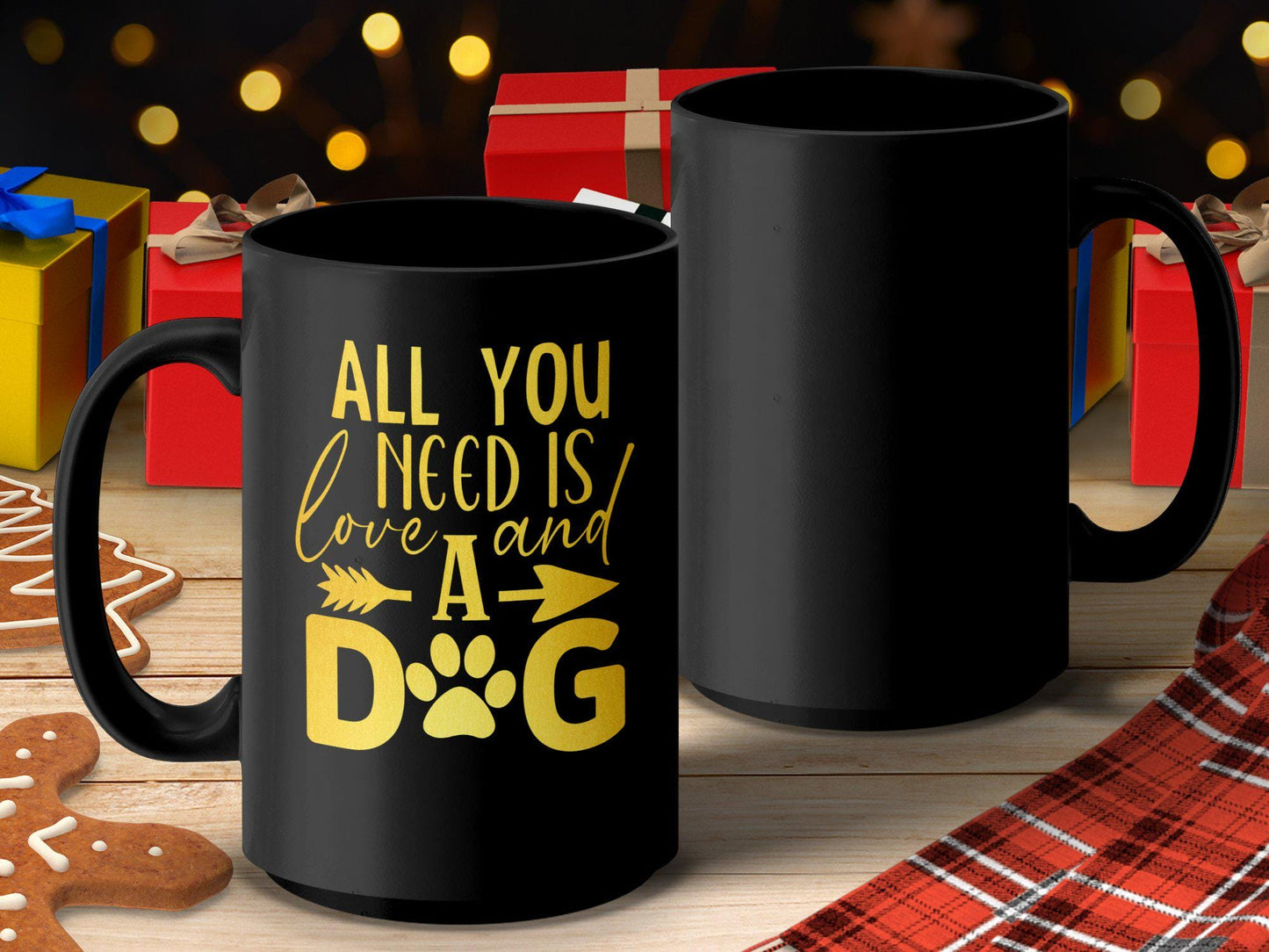 All You Need Is Love And A Dog Quote Mug, Dog Lover Gift, Cute Coffee Mug, Golden Lettering Dog Mug, Inspirational Dog Mug