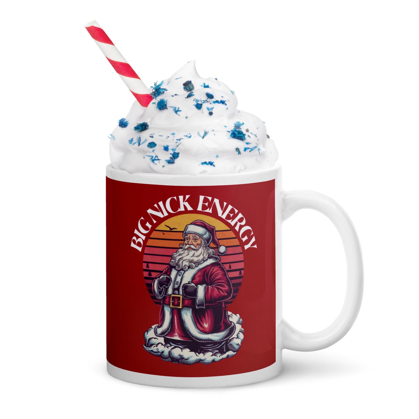 Funny Big Nick Energy White Glossy Christmas Mug