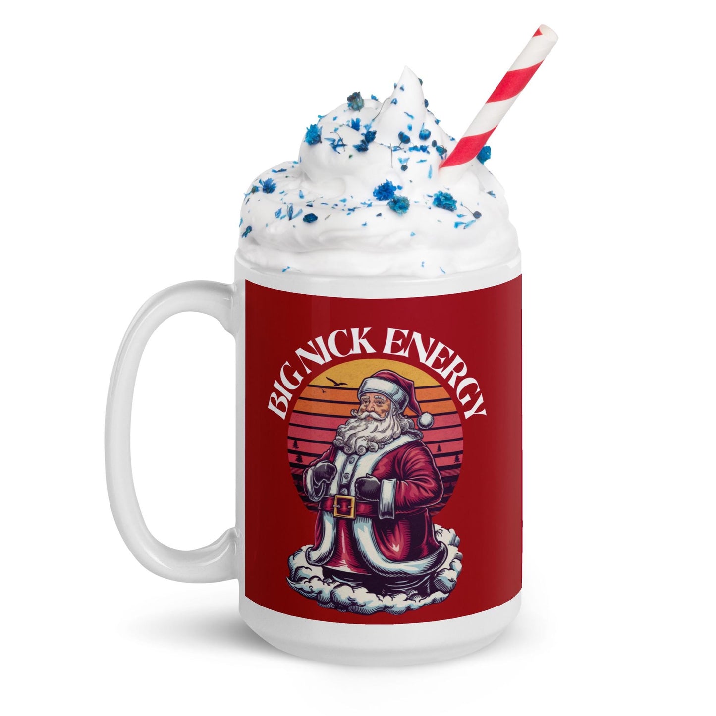 Funny Big Nick Energy White Glossy Christmas Mug