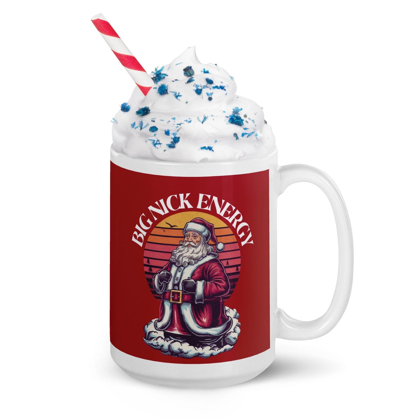 Funny Big Nick Energy White Glossy Christmas Mug