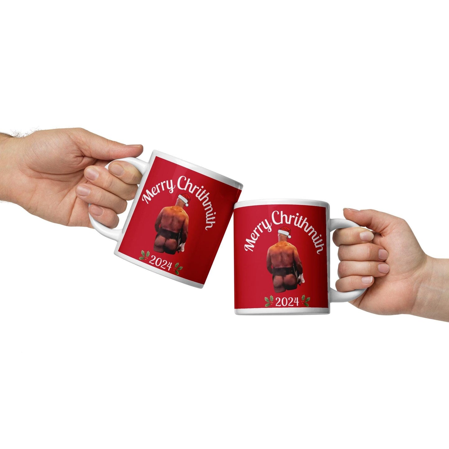 Funny Tyson Booty Christmas White glossy mug