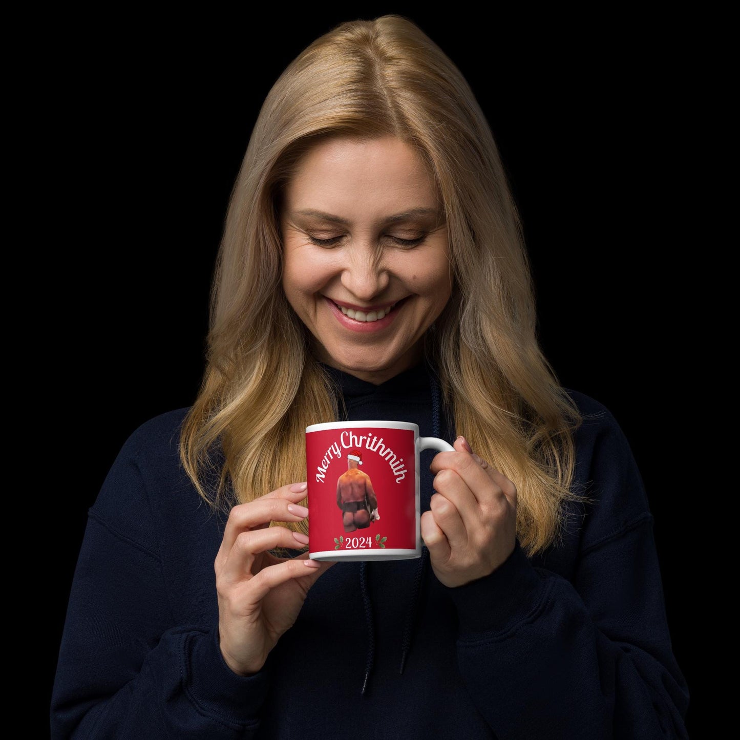 Funny Tyson Booty Christmas White glossy mug