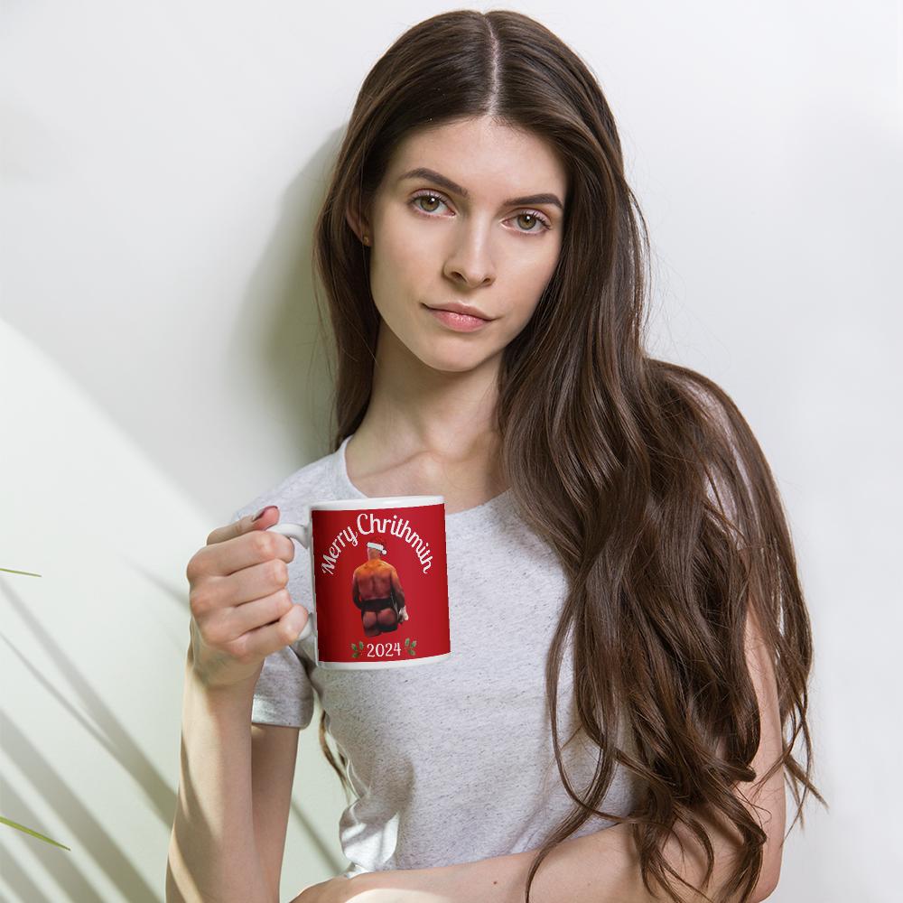 Funny Tyson Booty Christmas White glossy mug