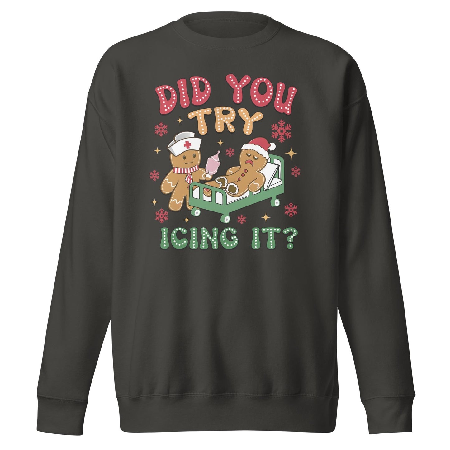Did You Try Icing It | Funny Christmas Sweatshirt | Gingerbread Men | Unisex Premium Sweatshirt