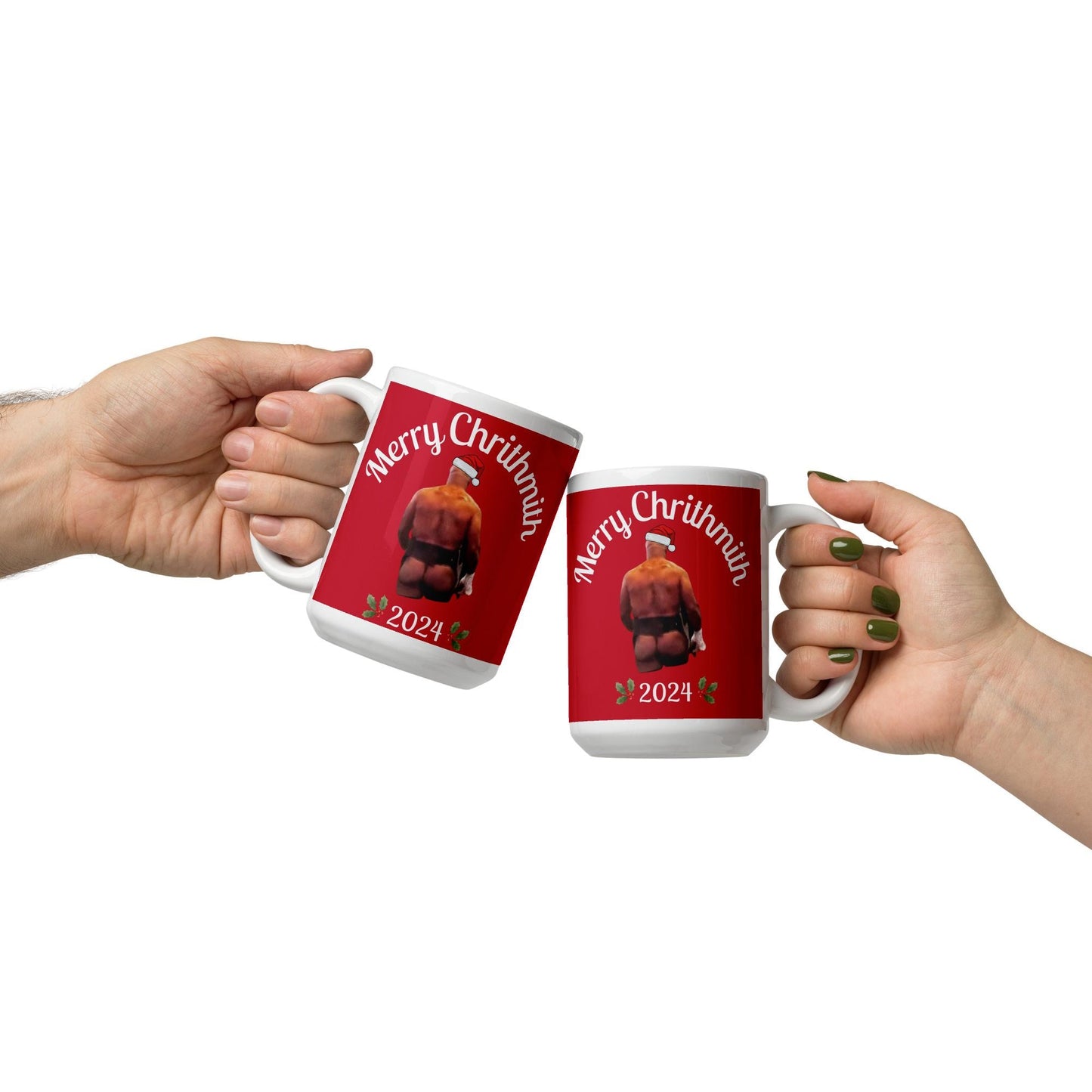 Funny Tyson Booty Christmas White glossy mug
