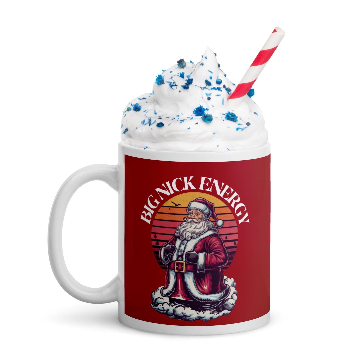 Funny Big Nick Energy White Glossy Christmas Mug