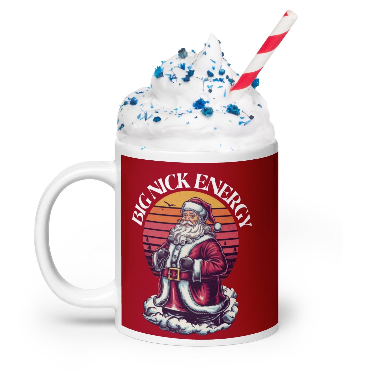 Funny Big Nick Energy White Glossy Christmas Mug