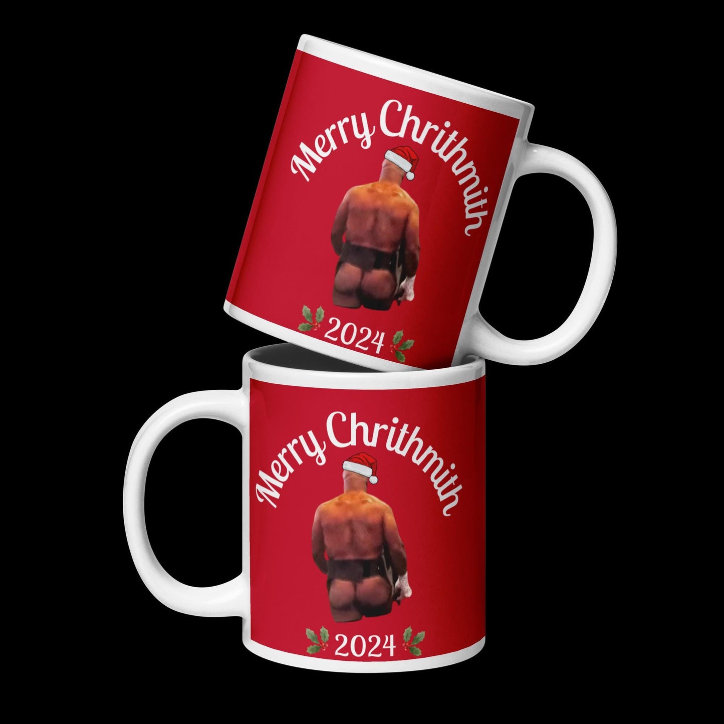 Funny Tyson Booty Christmas White glossy mug