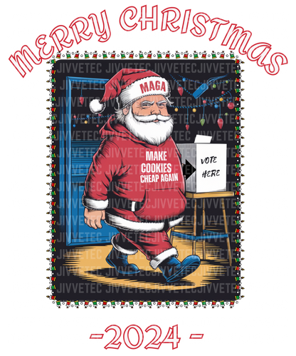 Make Cookies Cheap Again Santa Hoodie, Funny Christmas Sweatshirt, MAGA Santa Claus Shirt, Merry Christmas 2024 Pullover, Unique Holiday