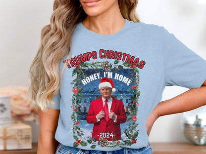 Trump Christmas 2024 Sweatshirt, Honey I'm Home Santa, Festive Holiday Pullover, Funny Winter Graphic