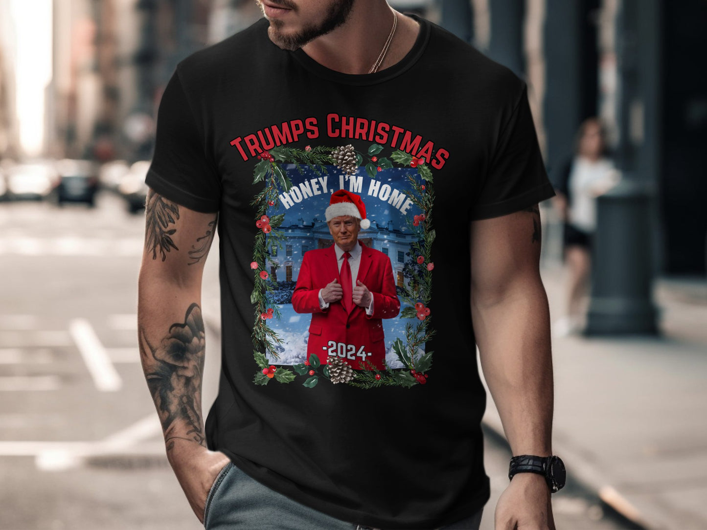 Trump Christmas 2024 Sweatshirt, Honey I'm Home Santa, Festive Holiday Pullover, Funny Winter Graphic