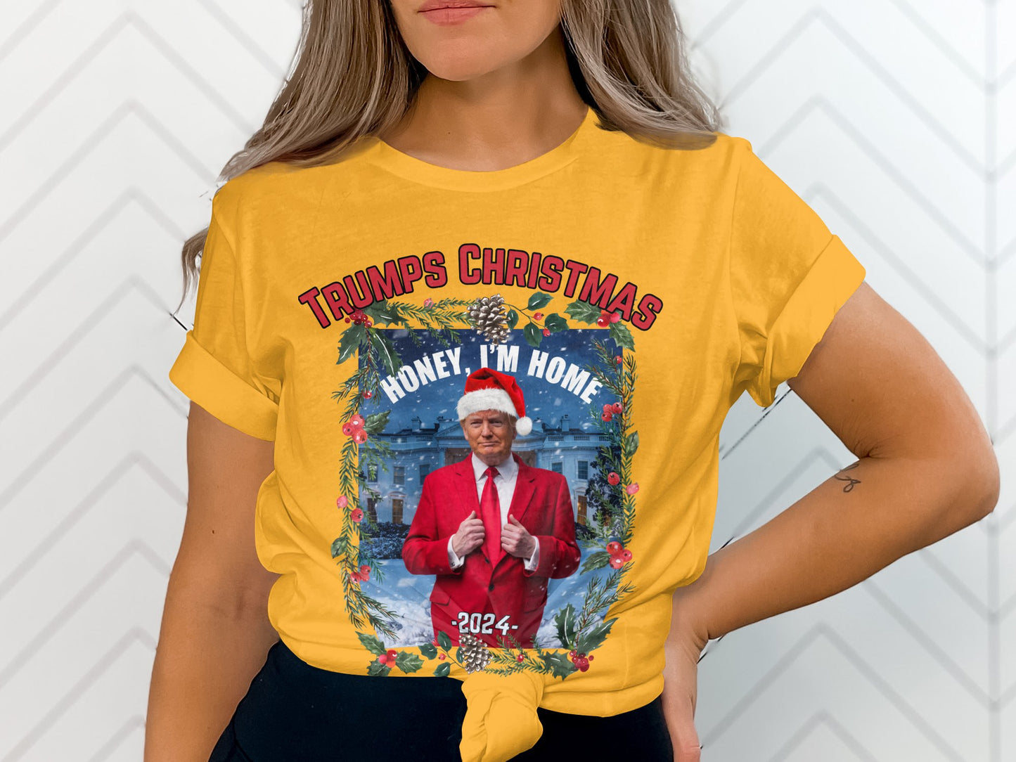 Trump Christmas 2024 Sweatshirt, Honey I'm Home Santa, Festive Holiday Pullover, Funny Winter Graphic