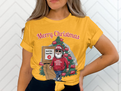 Funny Christmas Santa Sweatshirt, North Pole Votes Holiday Hoodie, Make Groceries Cheap Again, Trump Election Xmas Shirt