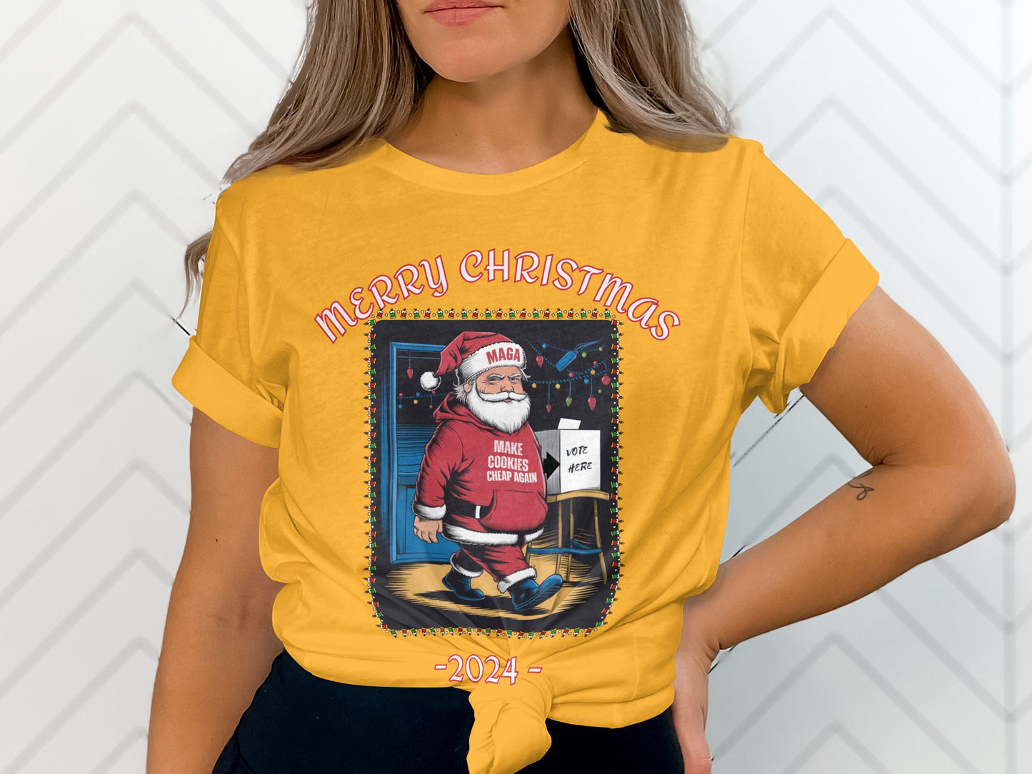 Make Cookies Cheap Again Santa Hoodie, Funny Christmas Sweatshirt, MAGA Santa Claus Shirt, Merry Christmas 2024 Pullover, Unique Holiday