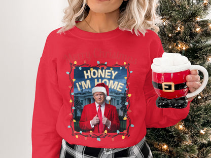 Merry Christmas Honey I'm Home Sweatshirt, Funny Holiday Gift, Unisex Ugly Xmas Sweater, Adult Shirt