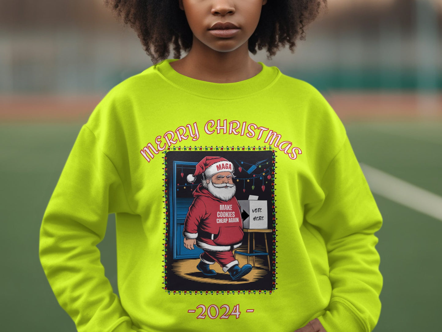 Make Cookies Cheap Again Santa Hoodie, Funny Christmas Sweatshirt, MAGA Santa Claus Shirt, Merry Christmas 2024 Pullover, Unique Holiday