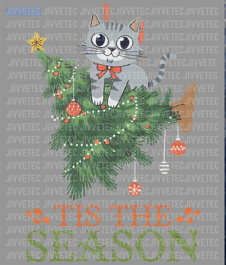 Cute Cat Christmas Sweatshirt, Tis The Season Holiday Sweater, Cozy Cat Tree, Perfect Gift Idea