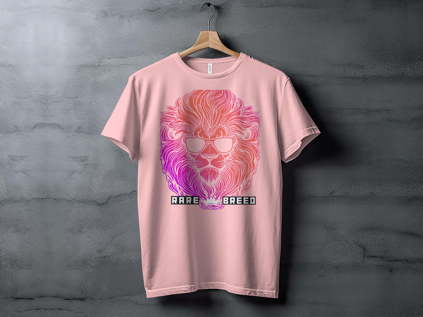 Neon Lion Graphic Tee, Rare Breed Slogan, Vibrant Animal Illustration, Unisex Fashion T-Shirt, Casual Streetwear, Cool Lion with Sunglasses