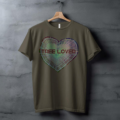 Tree Lover Heart Design T-Shirt, Nature Lover Gift, Eco-Friendly Tee, Unique Tree Rings Shirt, Environmentalist Apparel