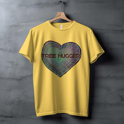 Trendy Tree Hugger T-Shirt, Eco-Friendly Gift, Nature Lover Apparel, Tree Rings Heart Design, Graphic Tee, Environmental Message