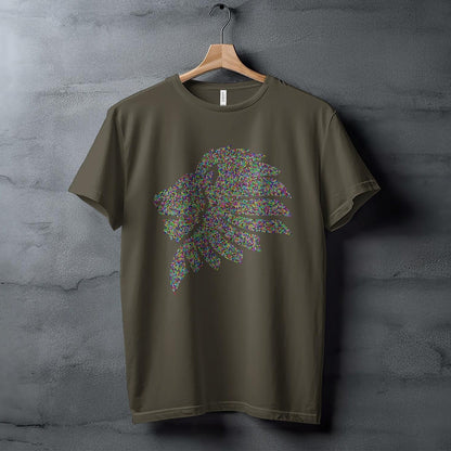 Colorful Dotted Lion Head T-Shirt, Unique Animal Art Design Tee, Trendy Graphic Tee, Vibrant Lion Shirt, Cool Gift Idea, Casual Wear