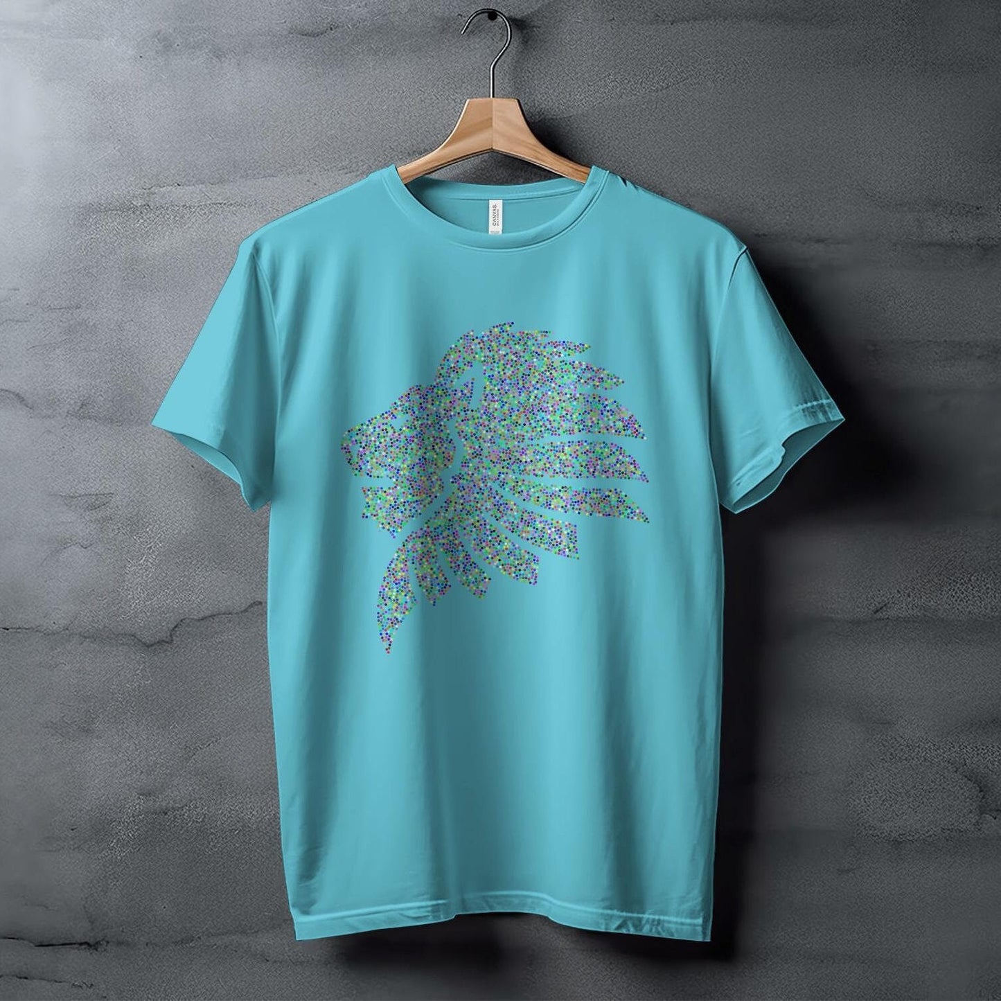 Colorful Dotted Lion Head T-Shirt, Unique Animal Art Design Tee, Trendy Graphic Tee, Vibrant Lion Shirt, Cool Gift Idea, Casual Wear