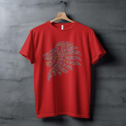 Colorful Dotted Lion Head T-Shirt, Unique Animal Art Design Tee, Trendy Graphic Tee, Vibrant Lion Shirt, Cool Gift Idea, Casual Wear