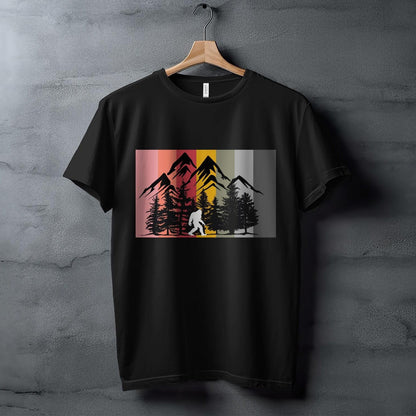 Bigfoot Retro Forest T-Shirt, Vintage Sasquatch Graphic Tee, Retro Mountains and Trees Design, Big Foot Lover Gift, Mythical Creature Shirt