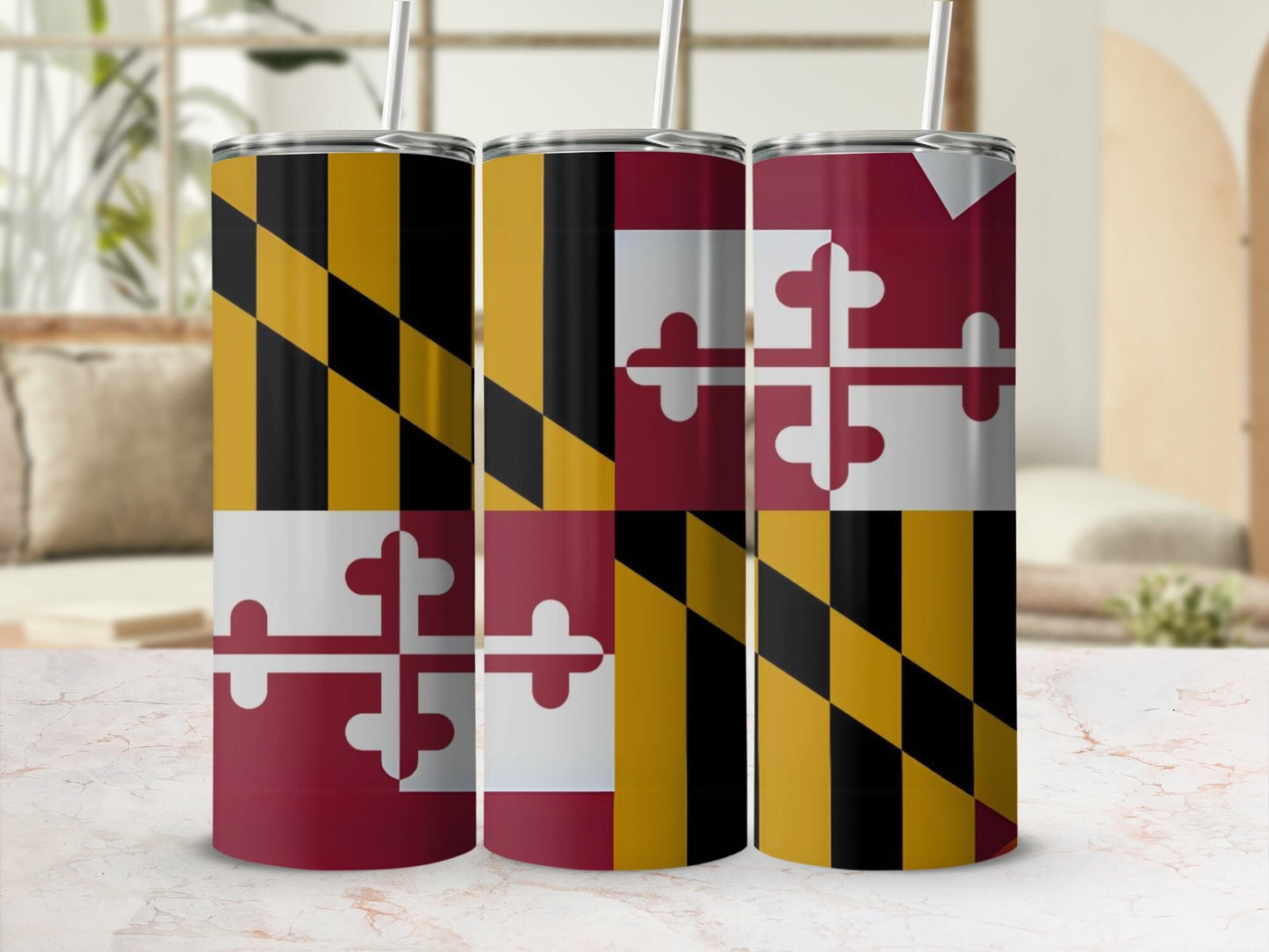 Maryland Flag Tumbler, State Pride Drinkware, Colorful Maryland Flag Design, Perfect Gift for Marylanders, Unique Souvenir Tumbler