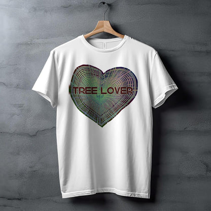 Tree Lover Heart Design T-Shirt, Nature Lover Gift, Eco-Friendly Tee, Unique Tree Rings Shirt, Environmentalist Apparel