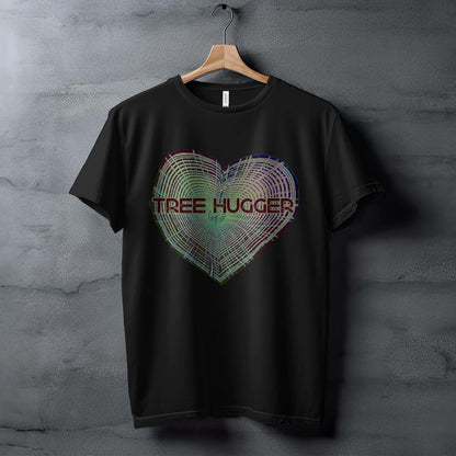 Trendy Tree Hugger T-Shirt, Eco-Friendly Gift, Nature Lover Apparel, Tree Rings Heart Design, Graphic Tee, Environmental Message