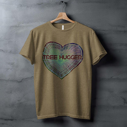 Trendy Tree Hugger T-Shirt, Eco-Friendly Gift, Nature Lover Apparel, Tree Rings Heart Design, Graphic Tee, Environmental Message
